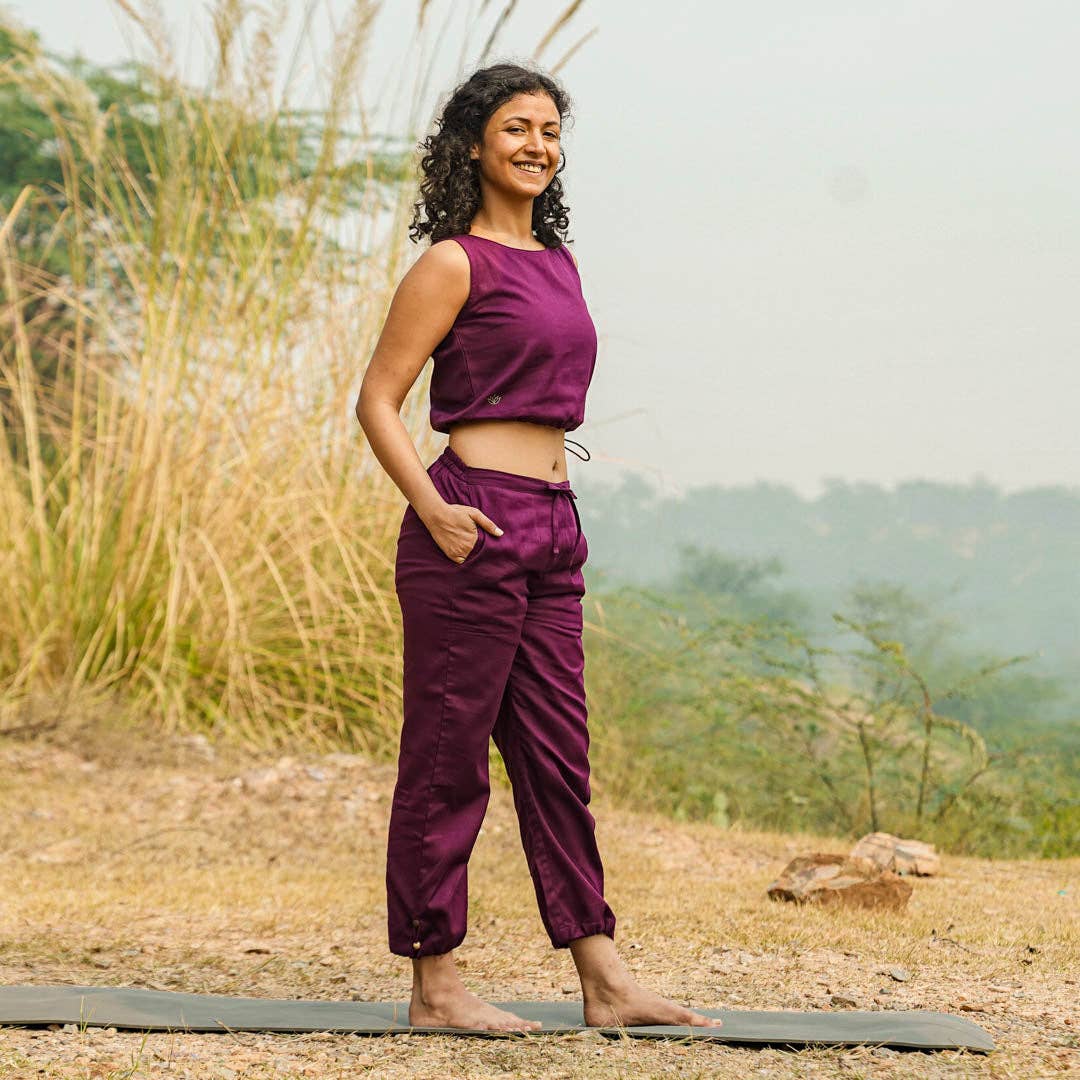 AKISO – wholesale Athletic pants – Women′s – Women Cotton Yoga Pants Purple -Ananda13