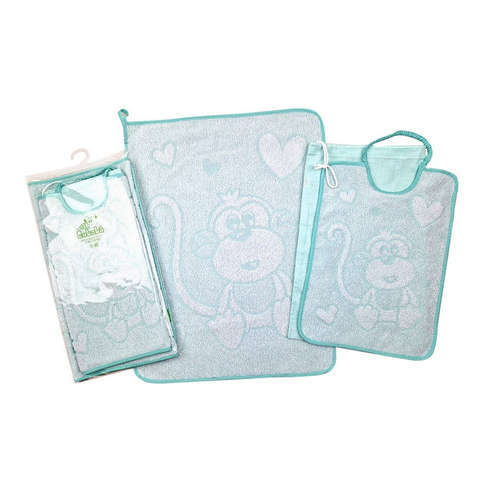 Almatex srl - Wholesale Hair Towel/Wrap - 3-piece set RALPH: Bib 36x34 cm with elastic + towel 40x50 cm + fabric bag 32x37 cm2