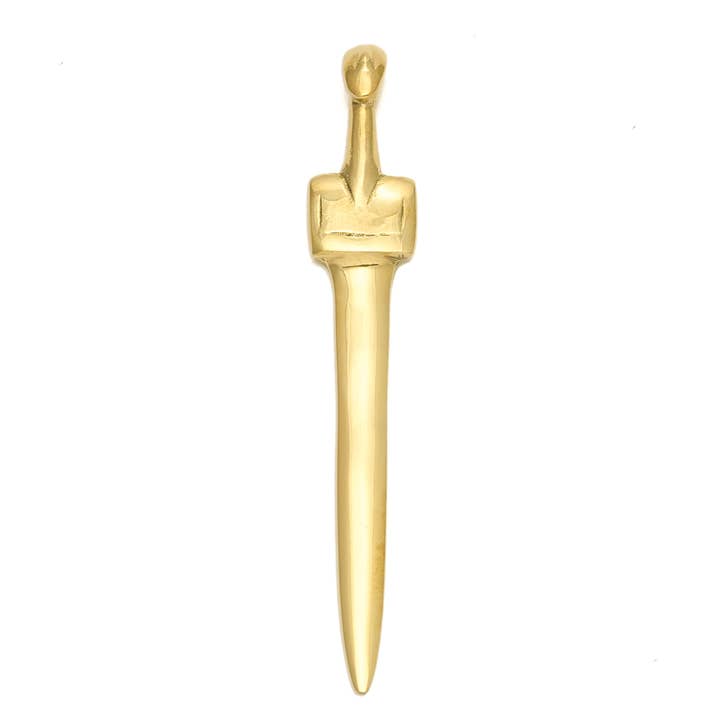 Ouvre-lettre « Idole des Cyclades », accessoire de bureau en laiton massif pour la vente par ARTIA LTD