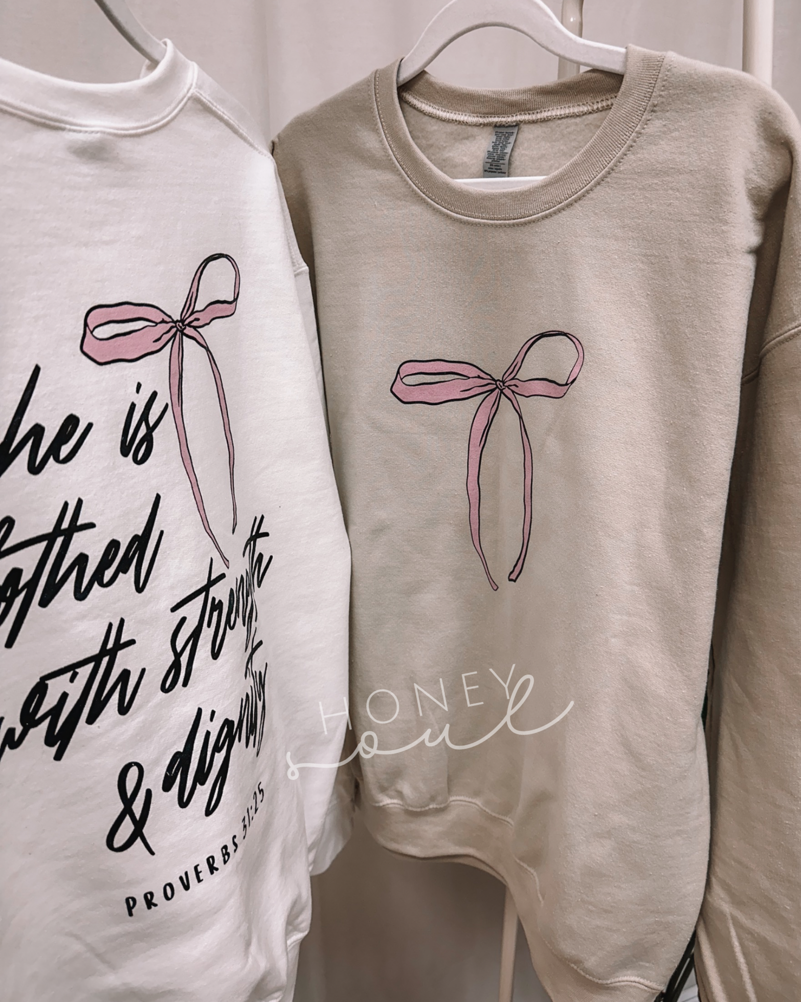 Honey Soul LLC - Wholesale Graphic Sweatshirt - Women's - She Is Clothed Bow Sweatshirt3