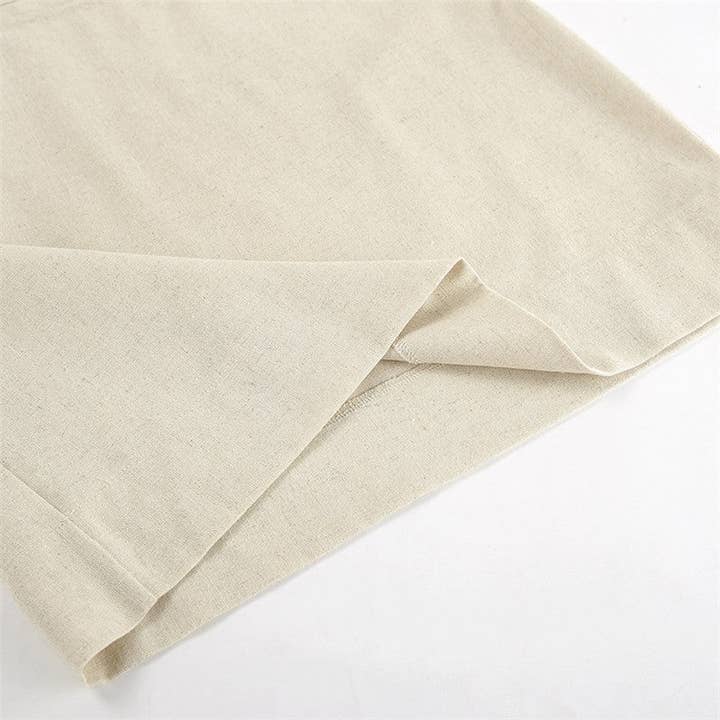 KHAKI Short Sleeve Cotton Linen Pajama Set with Solid Color for wholesale on Faire8