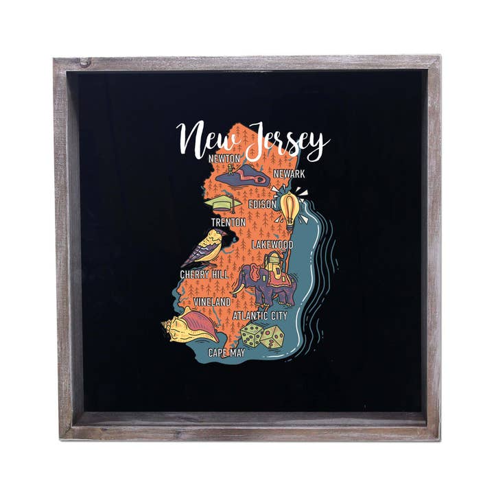 Torched Products - Wholesale Sign - State Map Design Shadow Box - Gray28