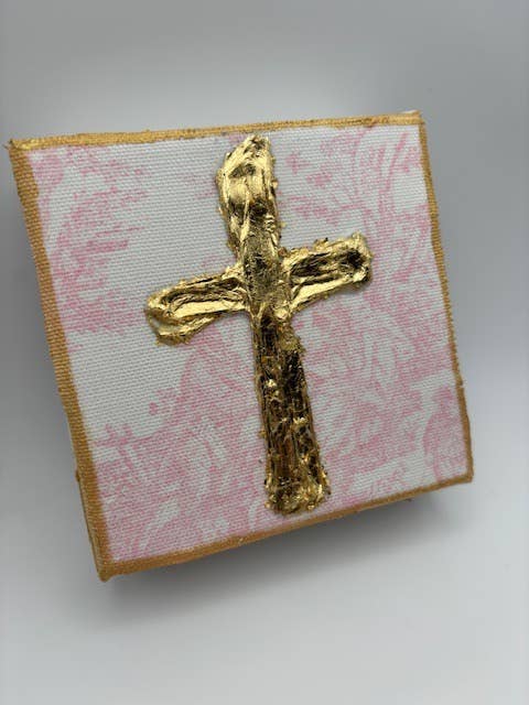 Pink Toile Cross for wholesale by Deceaux Art