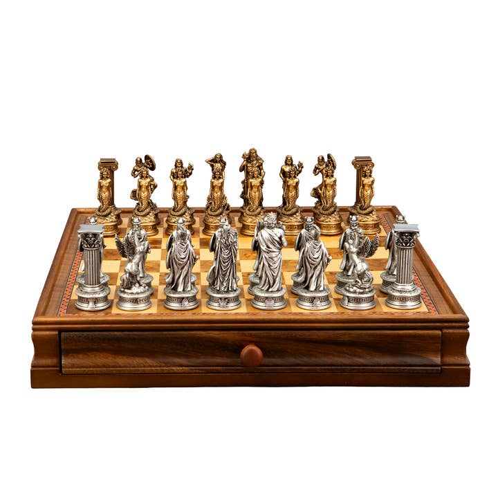 European Warriors Chessmen 85 mm mit Schubladenset für den Großhandel von Dal Rossi Italy