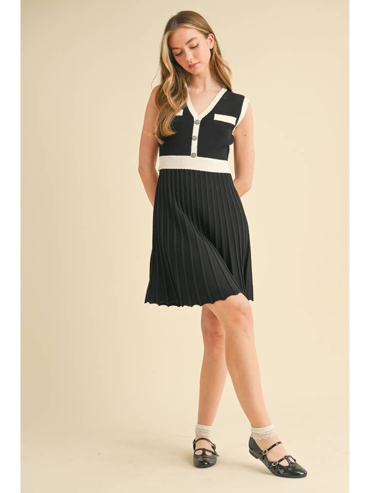 PLEATED SWEATER SLEEVELESS DRESS for wholesale by Camellia