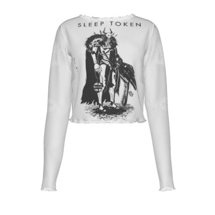 T-shirt a maniche lunghe in rete da donna con stampa all-over per la vendita all'ingrosso da parte di Hyper Iconic