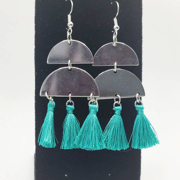 Tots And Tumblers Art – Engroshandel Hængeøreringe og creoløreringe – Sølv turkis kvast dingle øreringe7