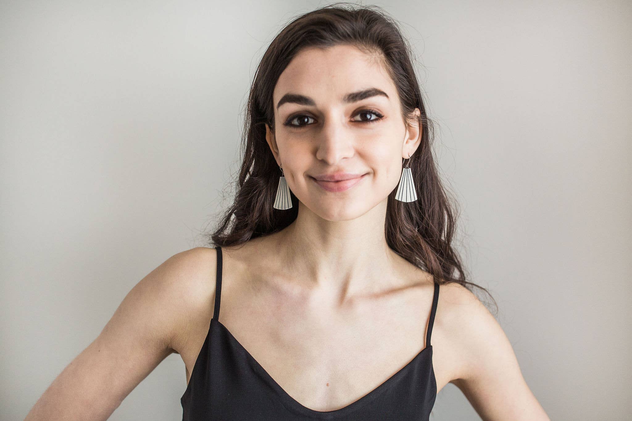 Jenna Vanden Brink Ceramics - Wholesale Dangle Earrings - Pinstripe Fan Drops4