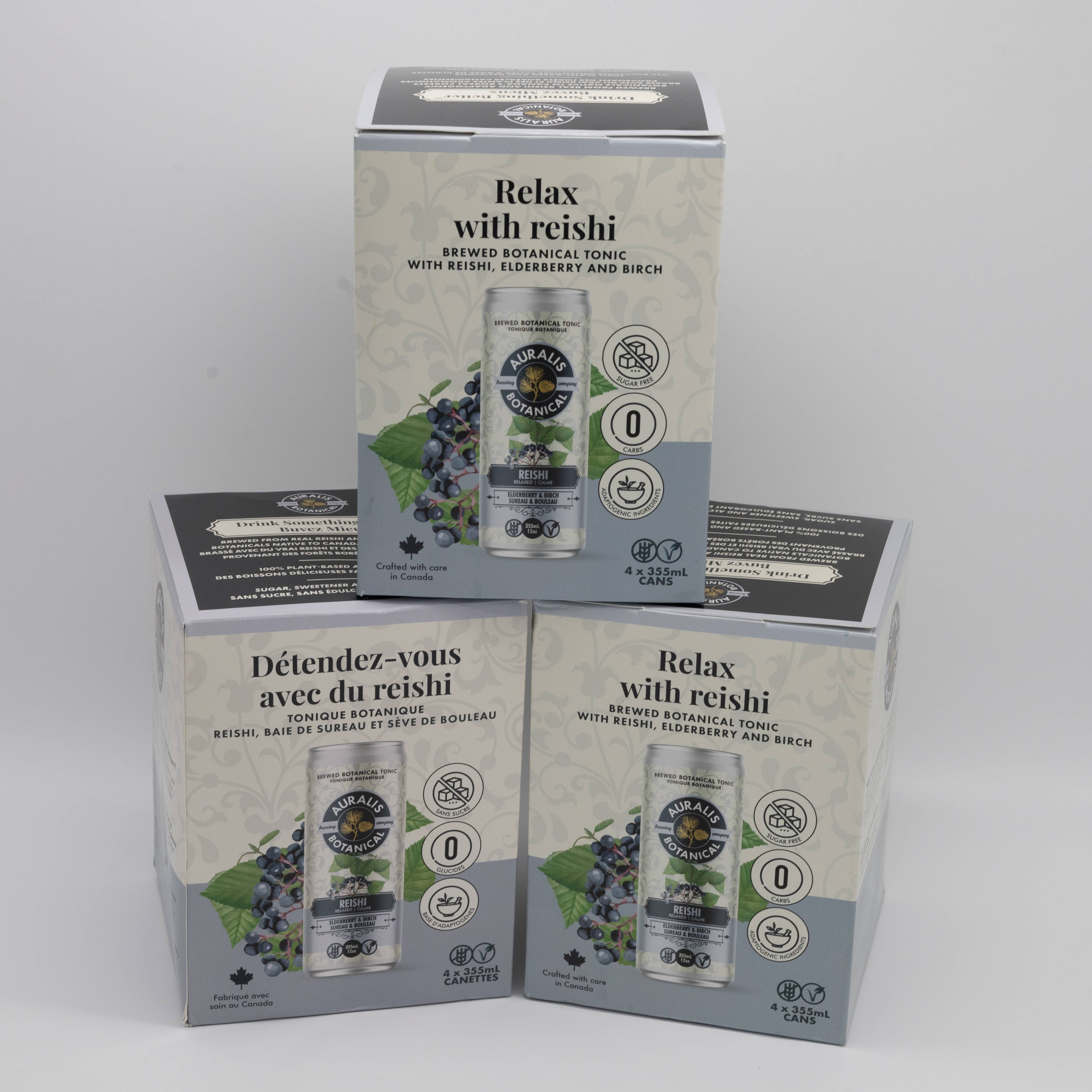 Auralis Botanical Brewing Company - Wholesale Non-Alcoholic Aperitif/Mocktail - Relaxed Reishi - Pack of 12 Cans1