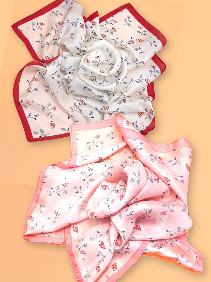 FLOWER PRINT SILKY FEELING BANDANA SCARF | 40SC661 for wholesale by JOSSLYN by wall to wall