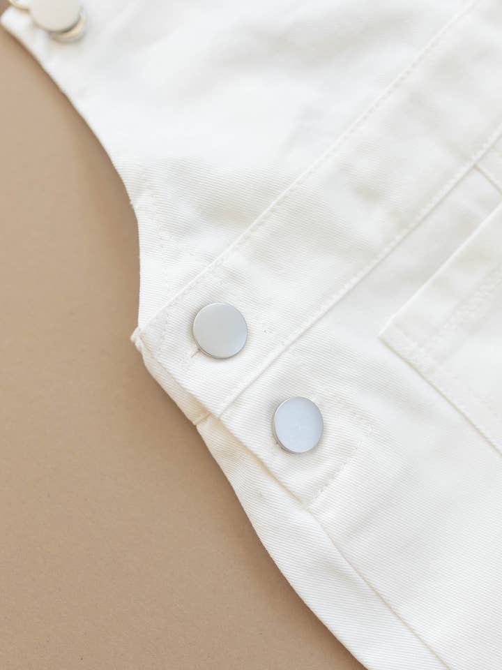 Denin Short Overalls in Marshmallow for wholesale on Faire2