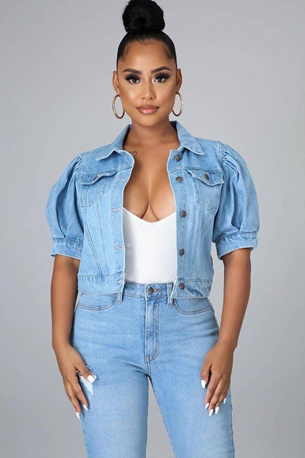Aria Romance – wholesale Jeansjackor – Dam – Puff Sleeve Jeansjacka1