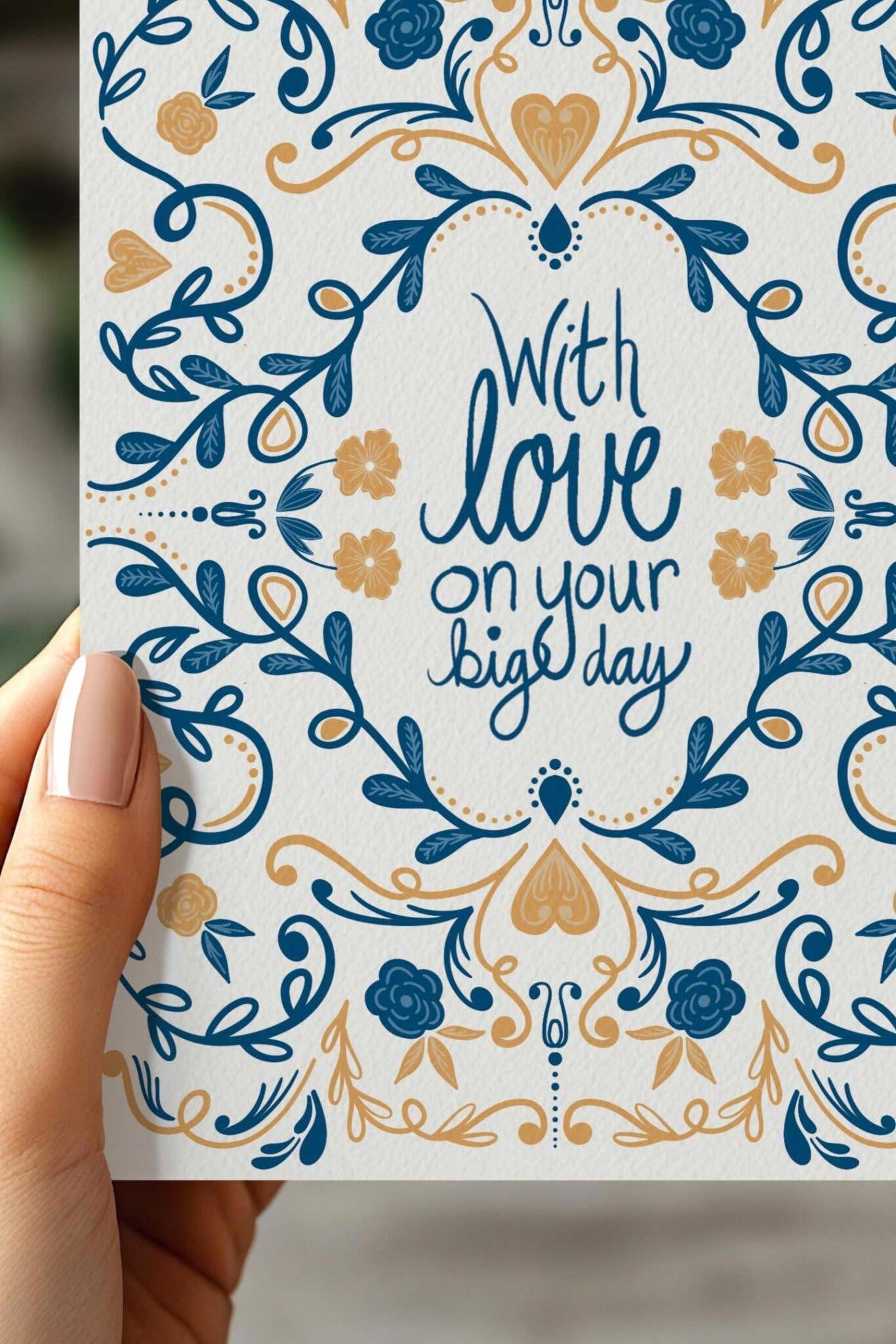 Beth Ann Erickson Designs - Wholesale Congratulations Card - With Love On Your Big Day, Congrats Card, Scandinavian1