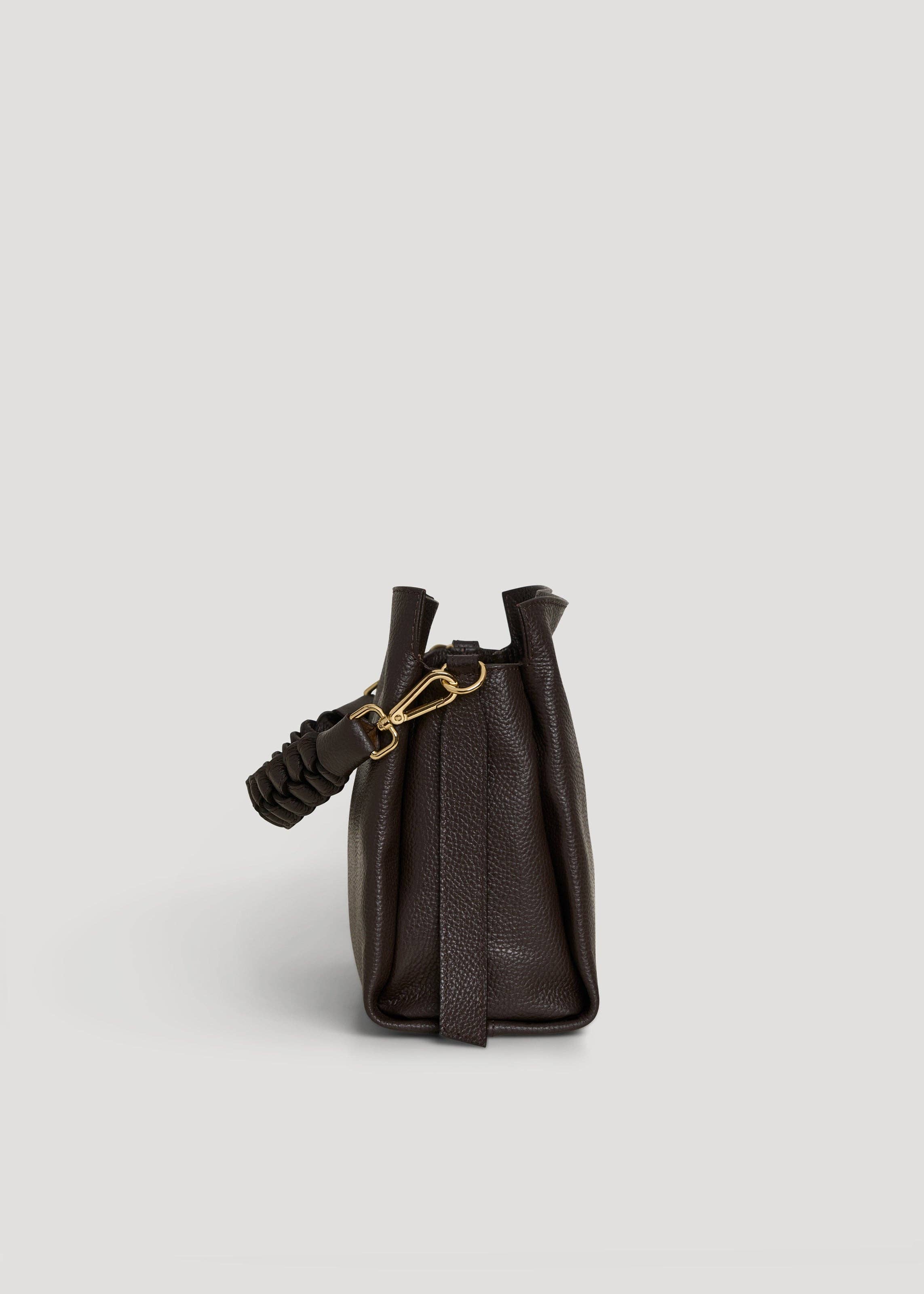 Voemièn – Großhandel Schultertasche – Damen – Braid-Tasche aus dunkelbraunem Dollar-Leder2