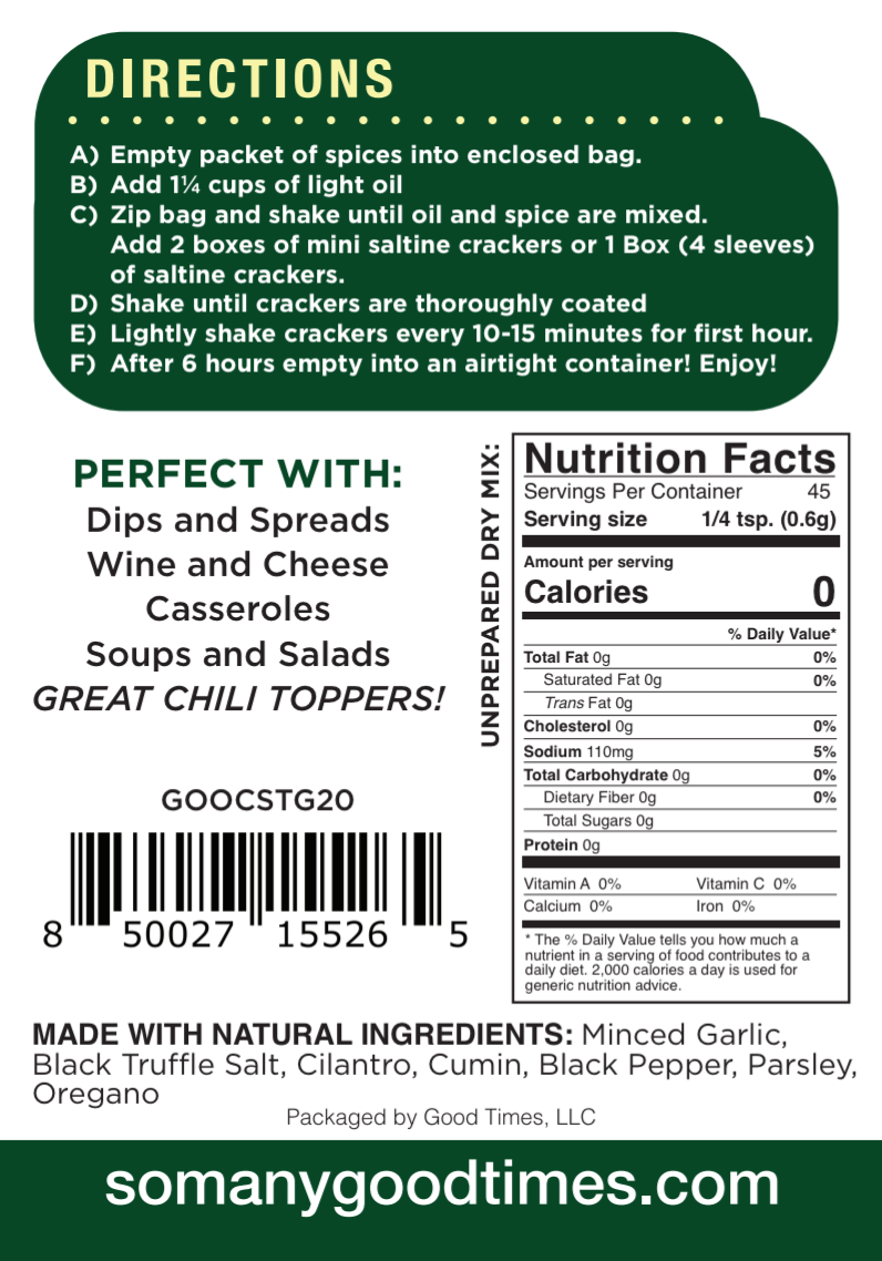 Good Times - Wholesale Crackers - Cracker Smack® Truffle Garlic - Mixed Case1