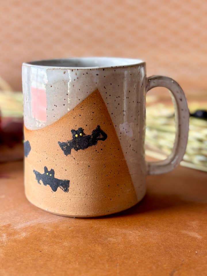 Bat Mug Halloween Handmade Ceramic Mug for wholesale by ROB Ceramics