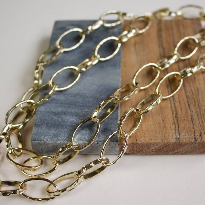 Colar de corrente oval martelado por atacado de a.v. max