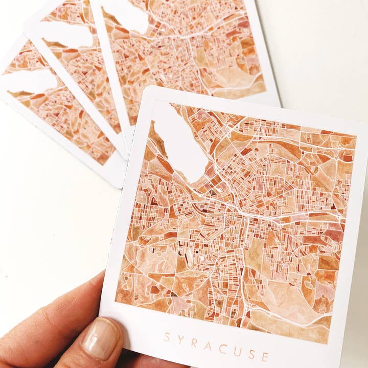 Carte aquarelle de Syracuse New York - Flex Magnet pour la vente par Turn-of-the-Centuries