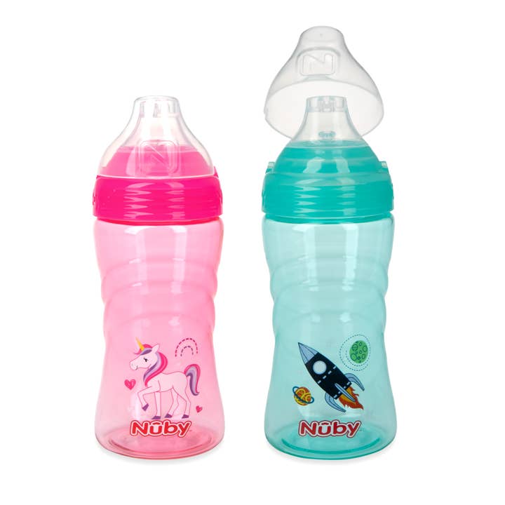 Nuby - Wholesale Drinking Glass/Cup - Kids & Baby - No Spill 12oz Sip It Sport Sipper, Rocket and Unicorn