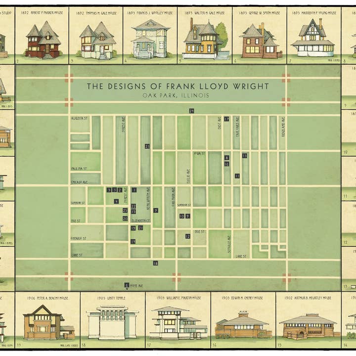 Wonder City Studio - Wholesale Art Print - Frank Lloyd Wright: Oak Park Designs Art Print4