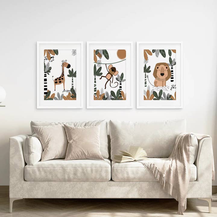 Art Lane - Wholesale Art Print - Safari Animals Wall Art. Nursery Dorm Decor