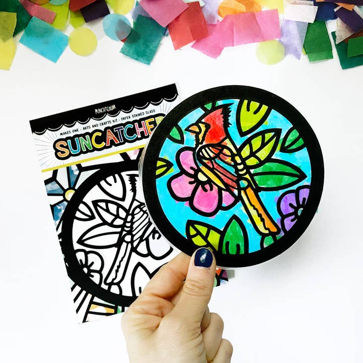Cardinal Bird Paper Suncatcher knutselset voor wholesale door Punch of Color