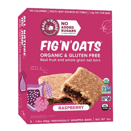 Raspberry Fig'N'Oats Bars (5 pack) for wholesale by Made In Nature