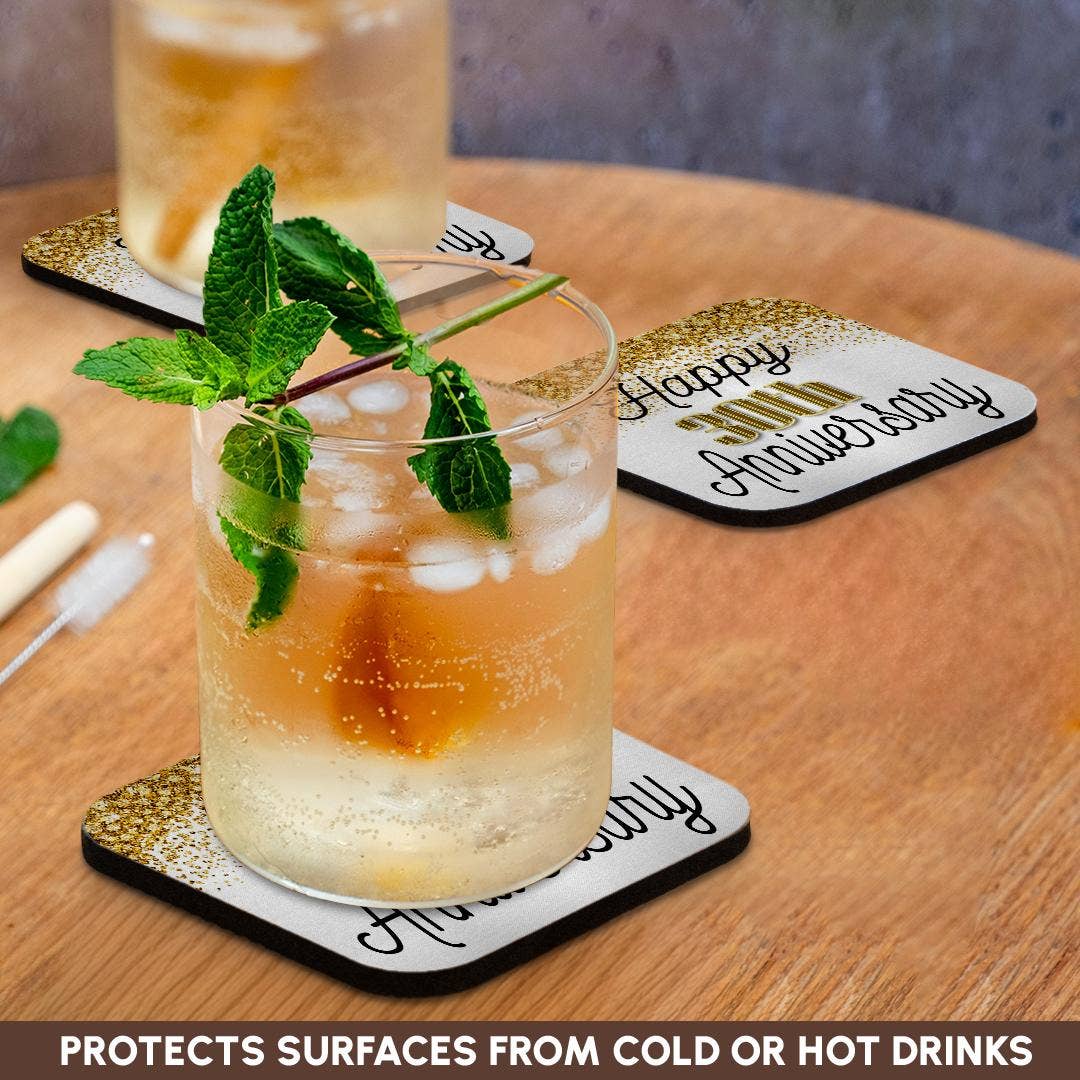 3dRose - Wholesale Coasters - 3dRose, Happy 30th Anniversary Image Of Gold Image Of Diamond Glitter, Coaster9