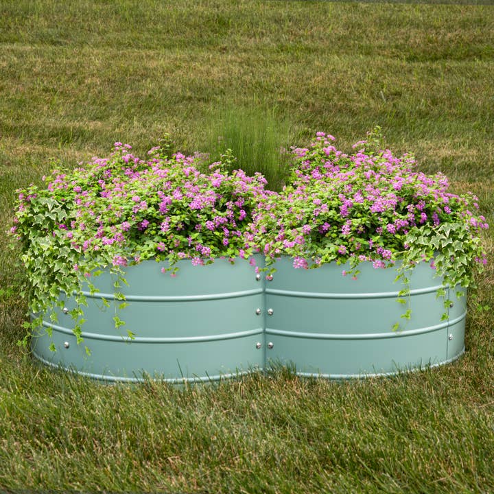 4-Leaf Clover-Shaped Steel Raised Planter Bed - Green for wholesale by Sunnydaze Decor