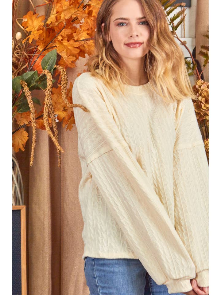 P.S Kate - Wholesale Knit Top - Women's - Textured sweater knit top (P17658)
