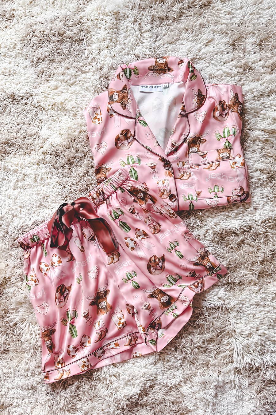 Spikes and Seams - Wholesale Sleepwear Set - Women's - Cowgirl Pajama Set, Western Sleepwear, Rodeo Pajamas, Cowboy1