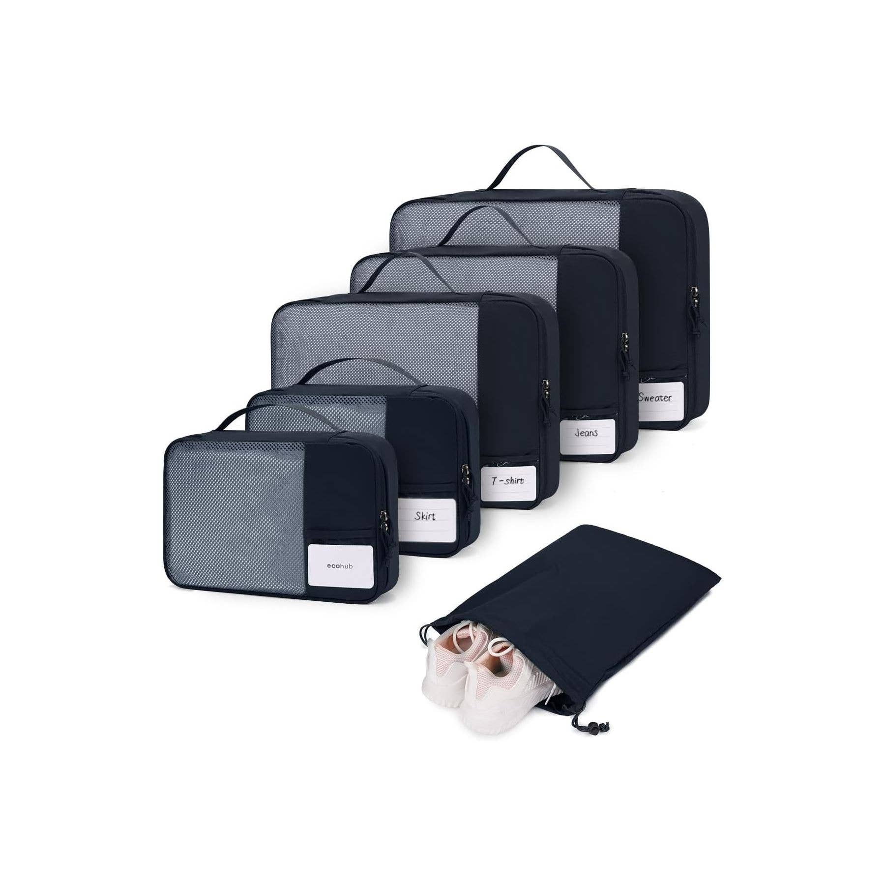 wandf – Engroshandel Pakkeemballage – 6 stk. kuffertorganisatorposer med mærke til rejsetilbehør0