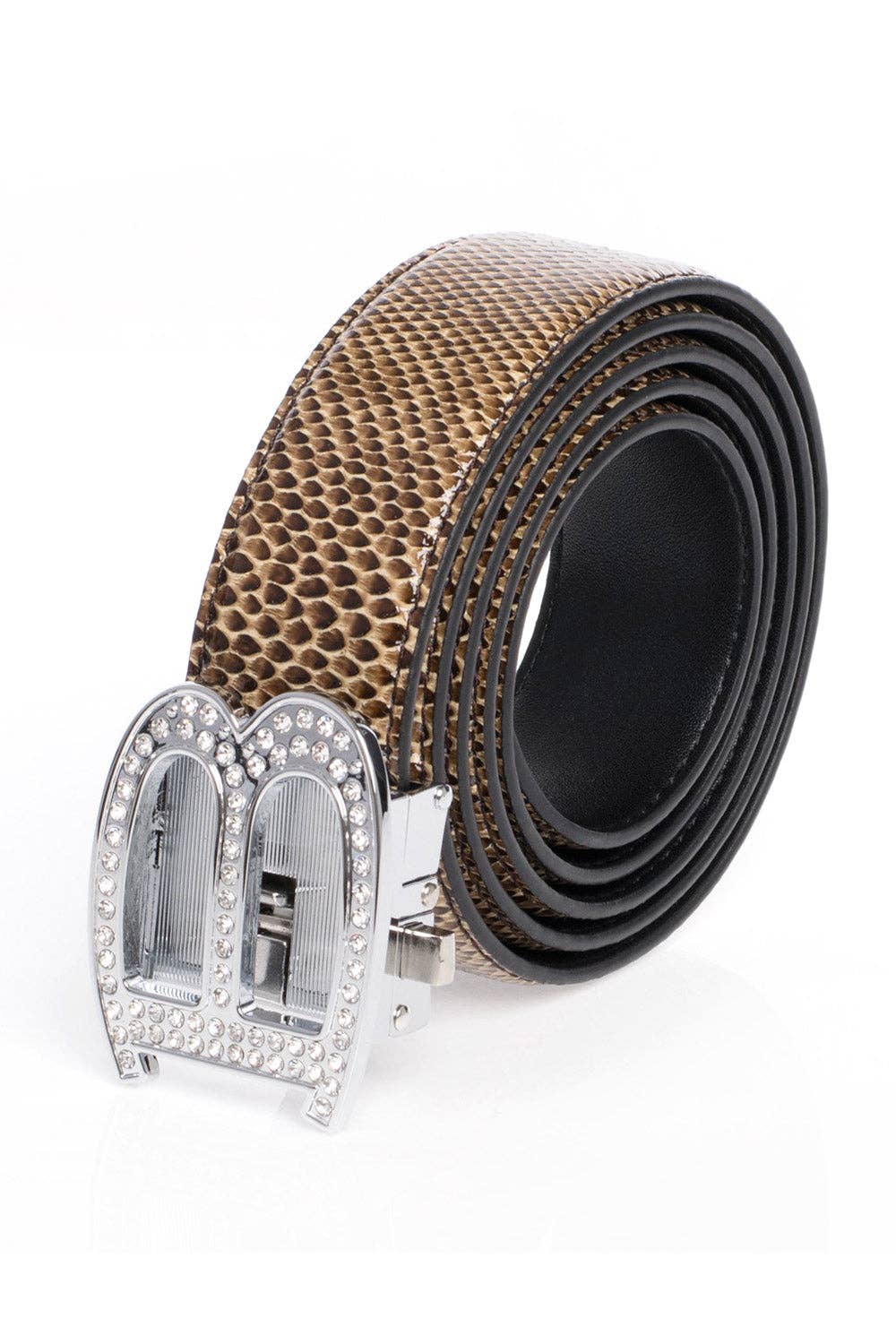 BARABAS – wholesale Belt – Men's – Men's Rhinestone B Letter Buckle Leather Belt BK81015