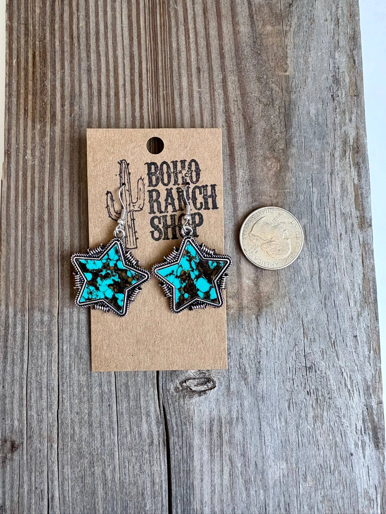 Boho Ranch Shop - Wholesale Dangle Earrings - Western Marble Stone Star Dangle Earrings2