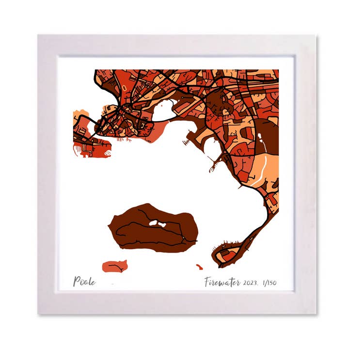 POOLE UK ART MAP - HAND-DRAWN & LIMITED EDITION for wholesale by Firewater Gallery