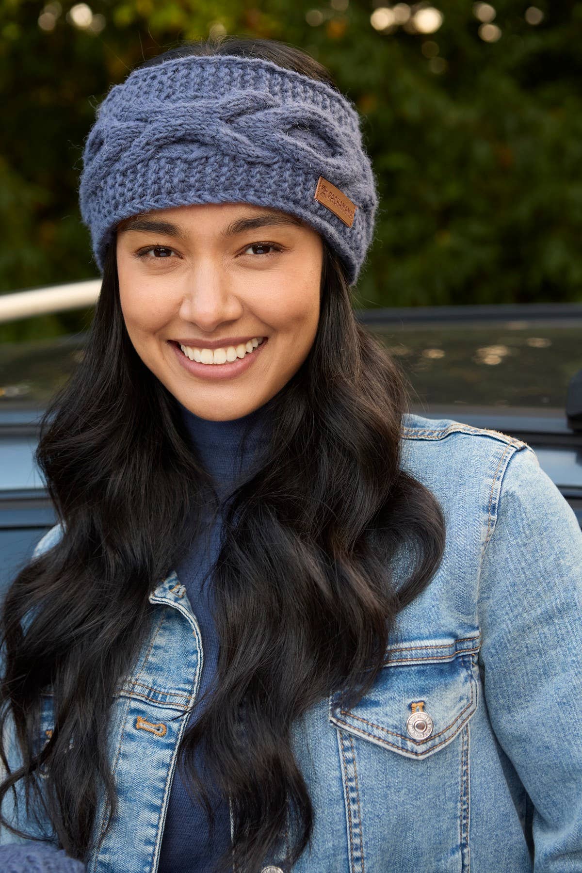 Jeans Chamonix - Cable Knit Blue Wool Winter Ear Warmer Headband for wholesale on Faire4