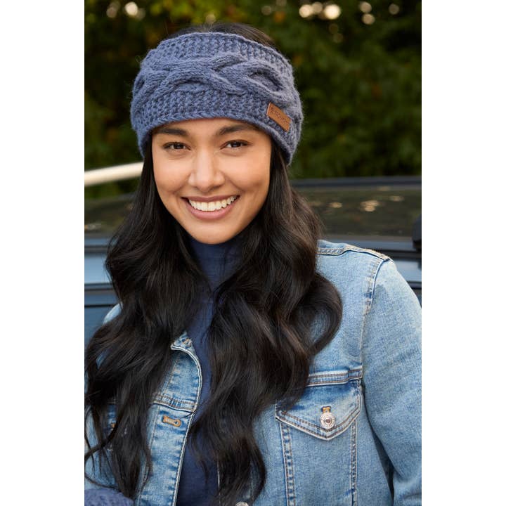 Jeans Chamonix - Cable Knit Blue Wool Winter Ear Warmer Headband for wholesale on Faire4