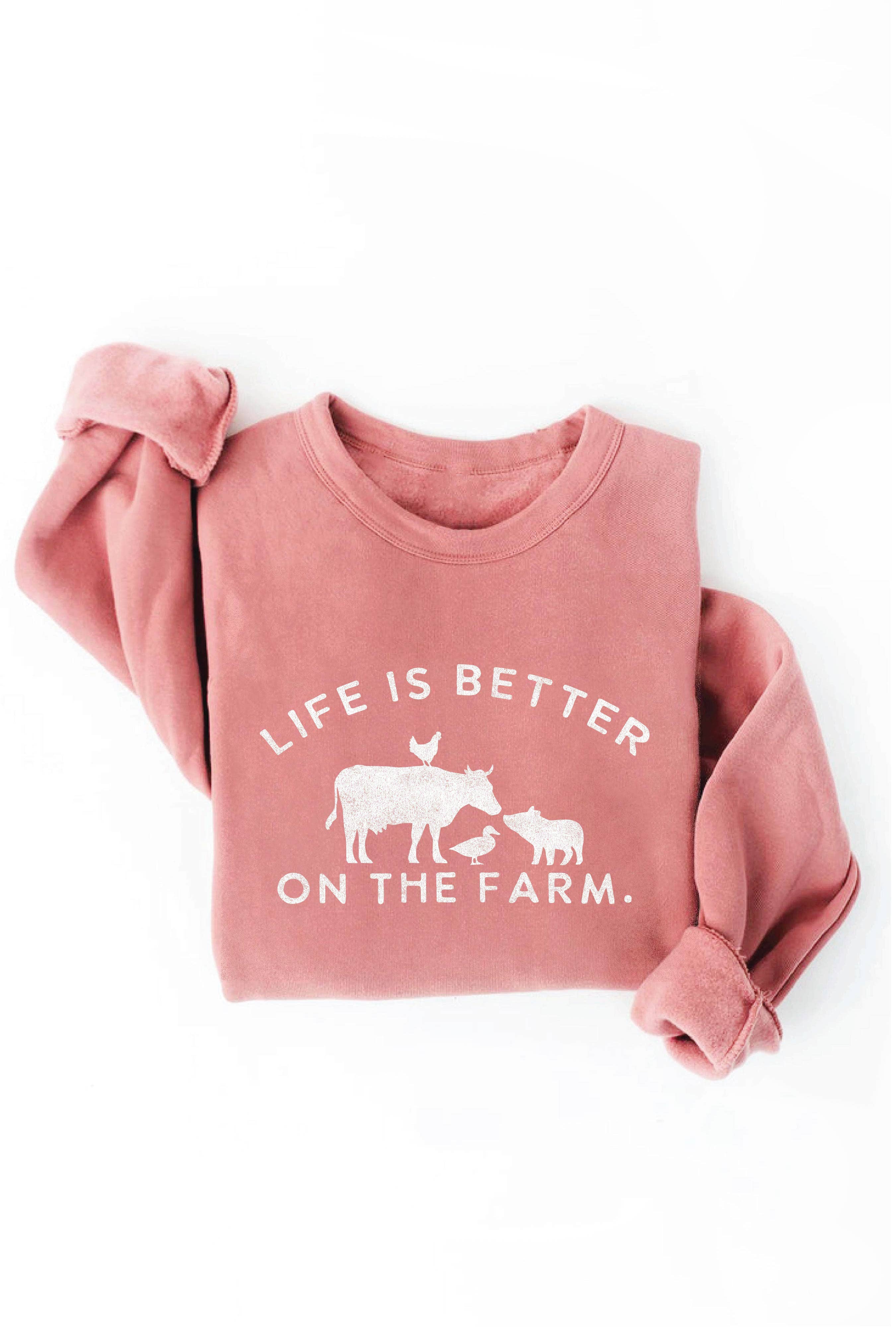 OAT COLLECTIVE - Wholesale Graphic Sweatshirt - Women's - LIFE IS BETTER ON THE FARM Graphic Sweatshirt5