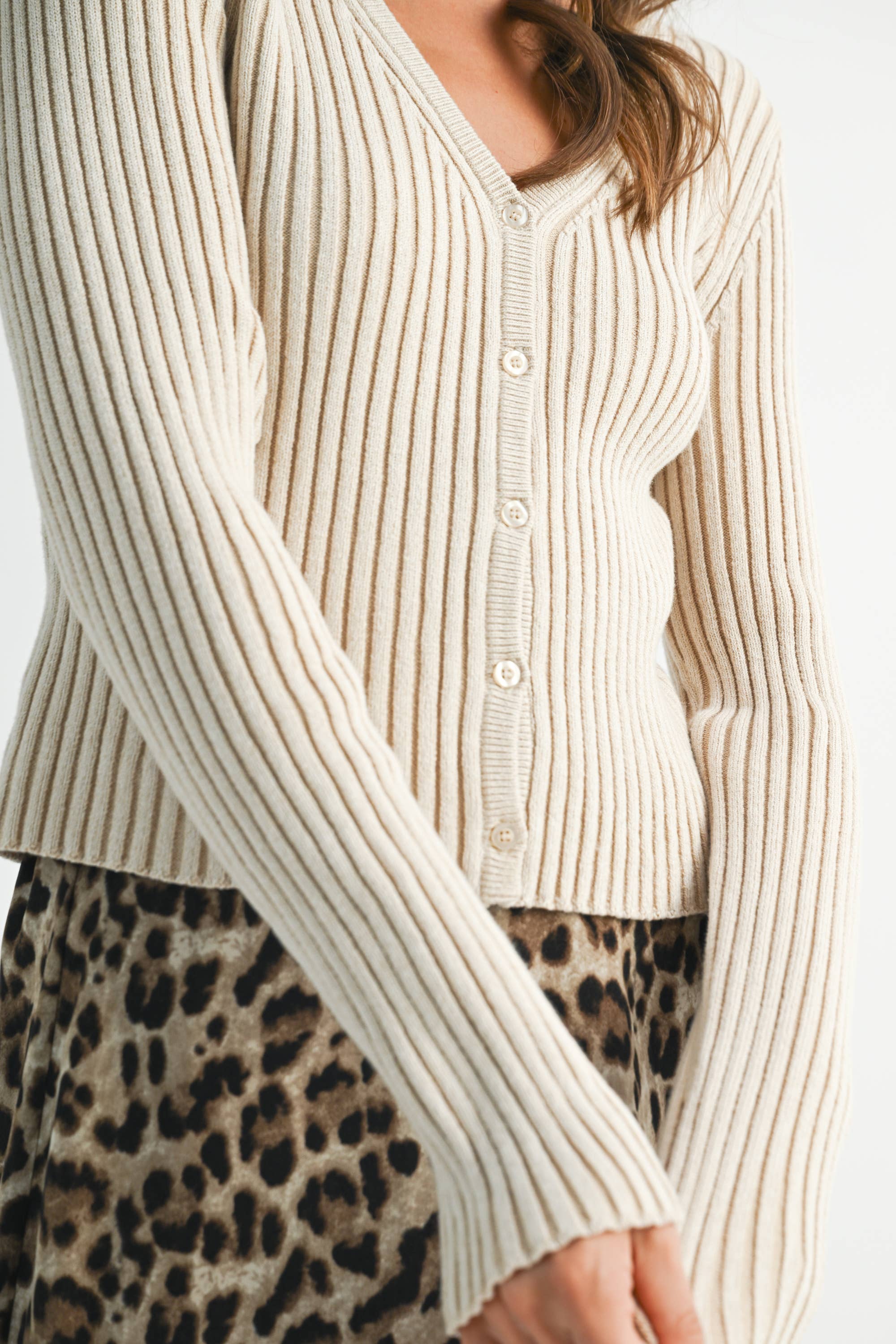 AEMI + CO - Wholesale Cardigan - Women's - 3391GK Ribbed Button-Up Cardigan14