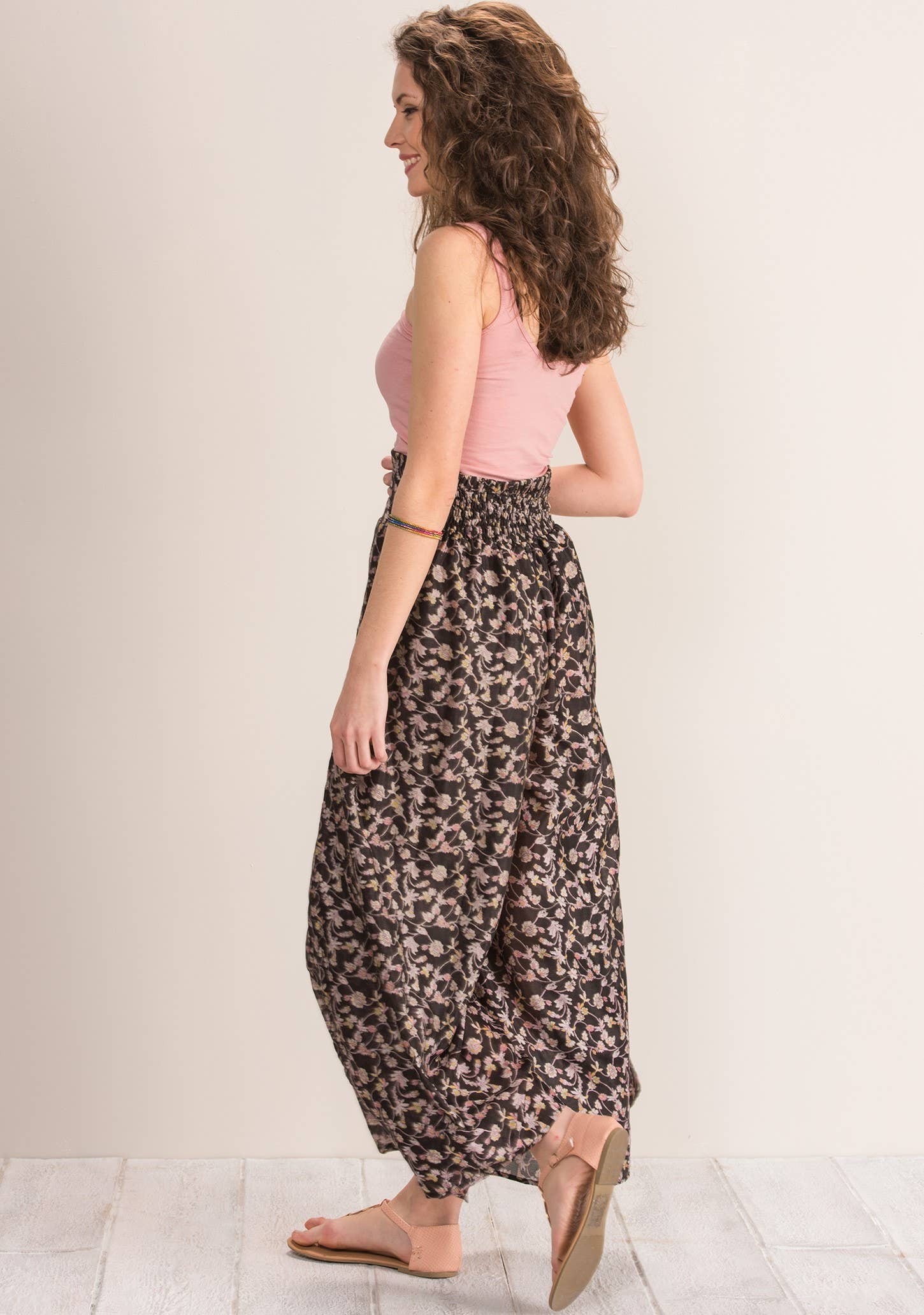 Namaste - Vendita all'ingrosso Pantalone - Donna - Pantaloni con cintura a fiocco in seta riciclata da sari3