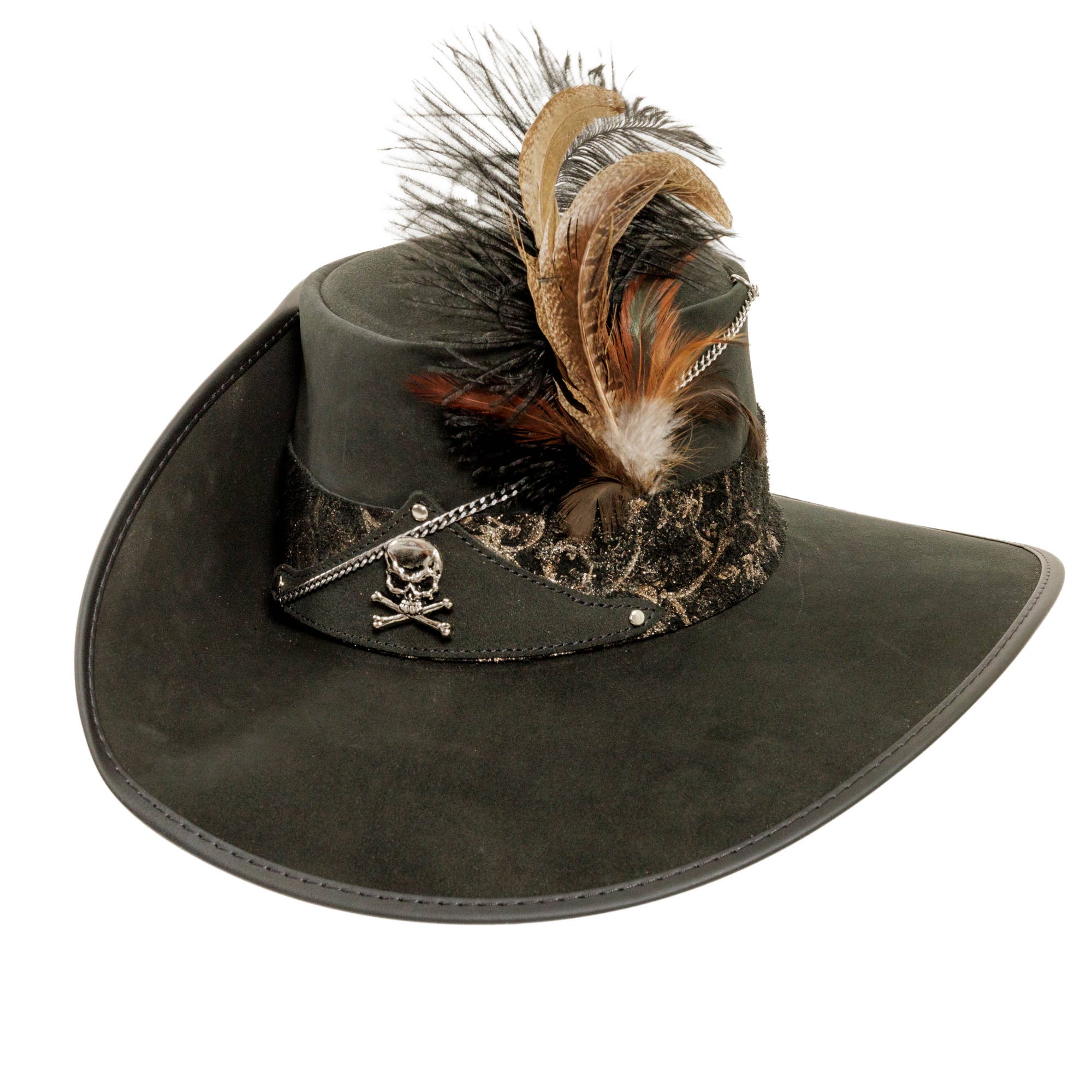 Black Suede Leather Cavalier Hat - Style Hook for wholesale on Faire1