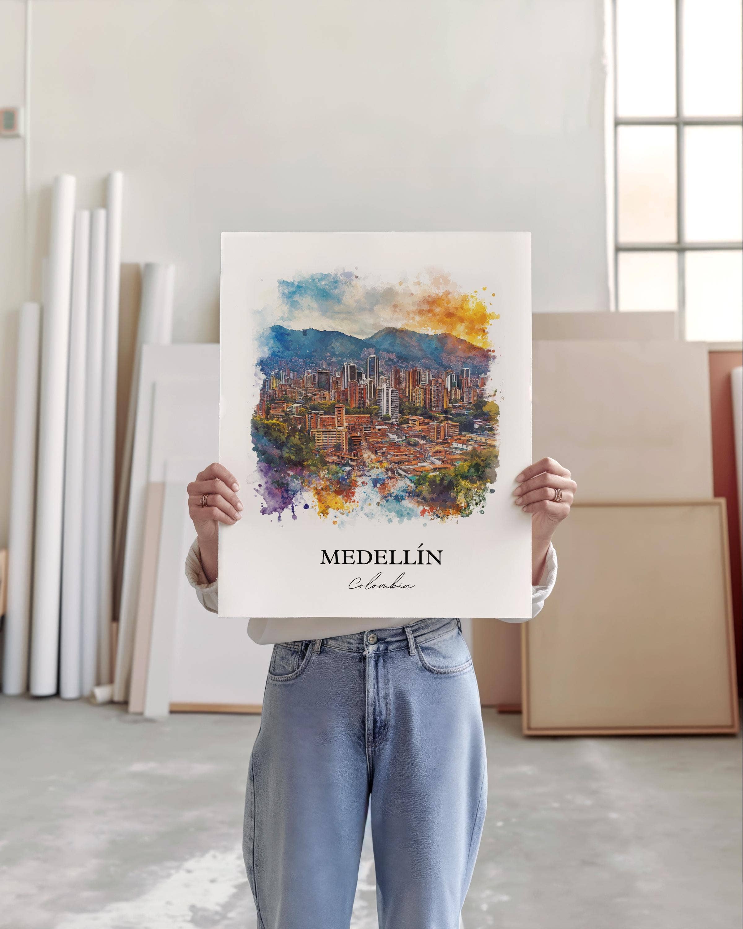Premium Travel Art - Wholesale Art Print - Medellín Wall Art, Colombia Print, Colombia Watercolor Art, Medellín Colombia Gift, Travel Print, Travel Poster, Housewarming Gift3