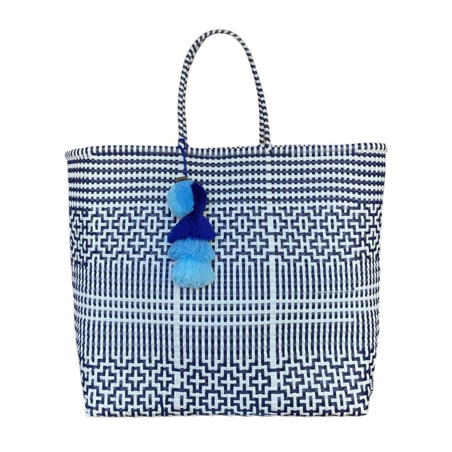 Squeeze De Citron - Wholesale Tote Bag - Women's - Preppy Tile Navy / White Citron Tote2