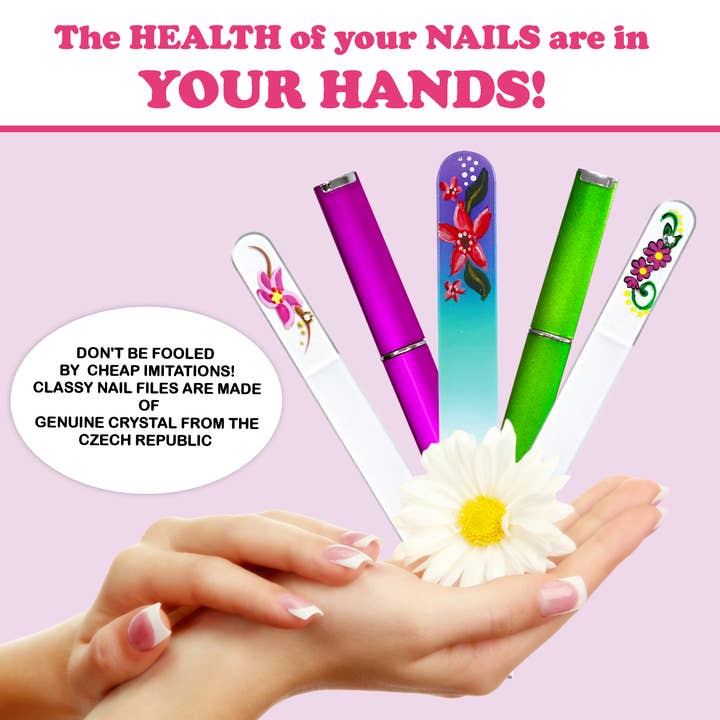 Classy Nail Files - Wholesale Nail File - Mandala Healing Flower Hand Painted Color Crystal Nail File4