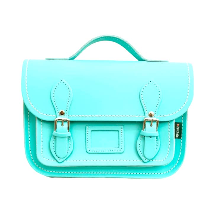 Sacoche en cuir mi-longue - Limpet - Bleu Coquillage pour la vente par Zatchels