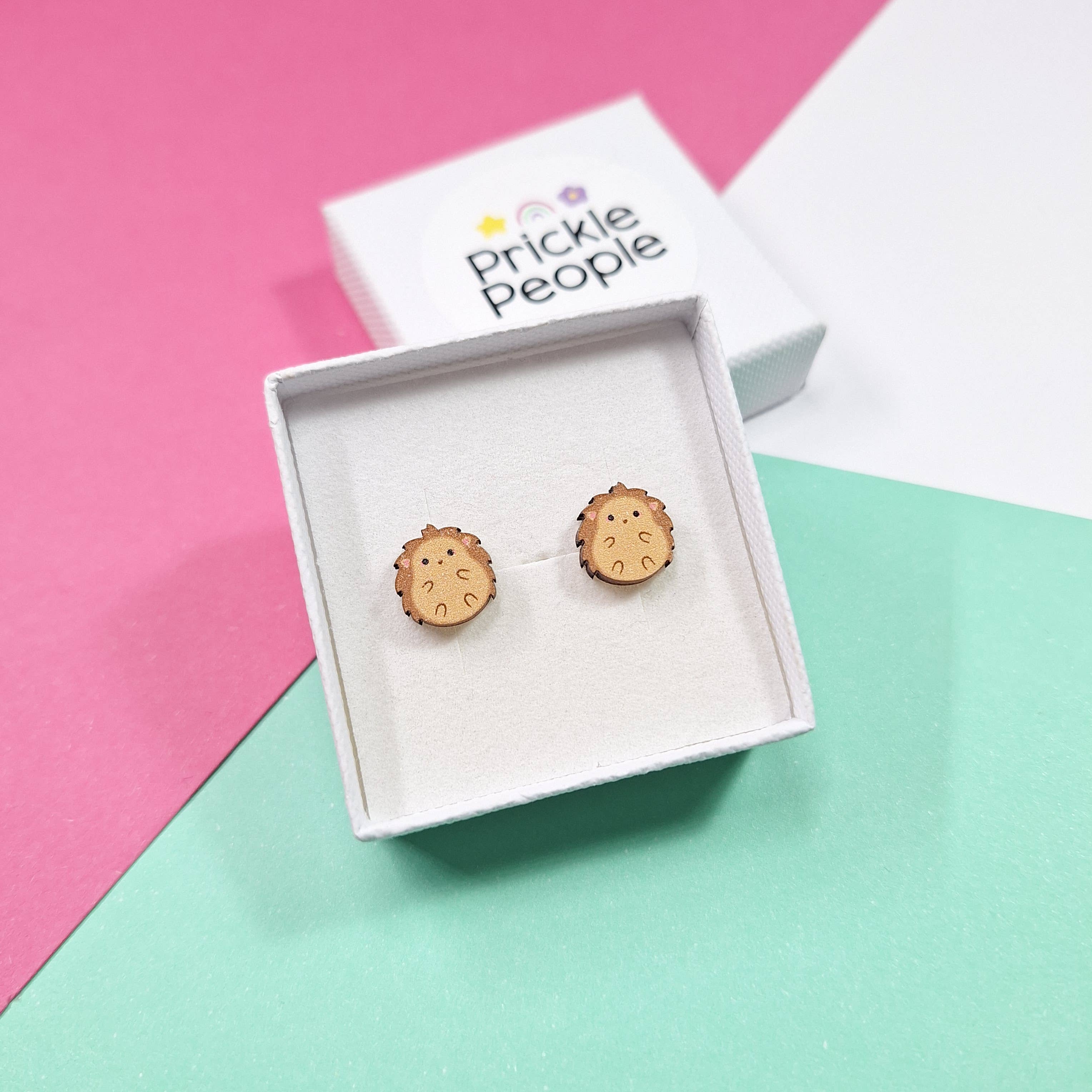 Prickle People - Wholesale Stud/Post Earrings - Hedgehog Stud Earrings Handmade Eco Wood4