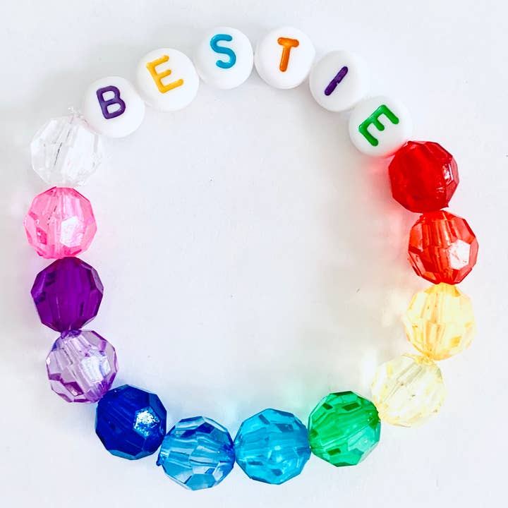 Pulseira artesanal Bestie Rainbow Rainbow com Frisas por atacado de Sadie’s Moon