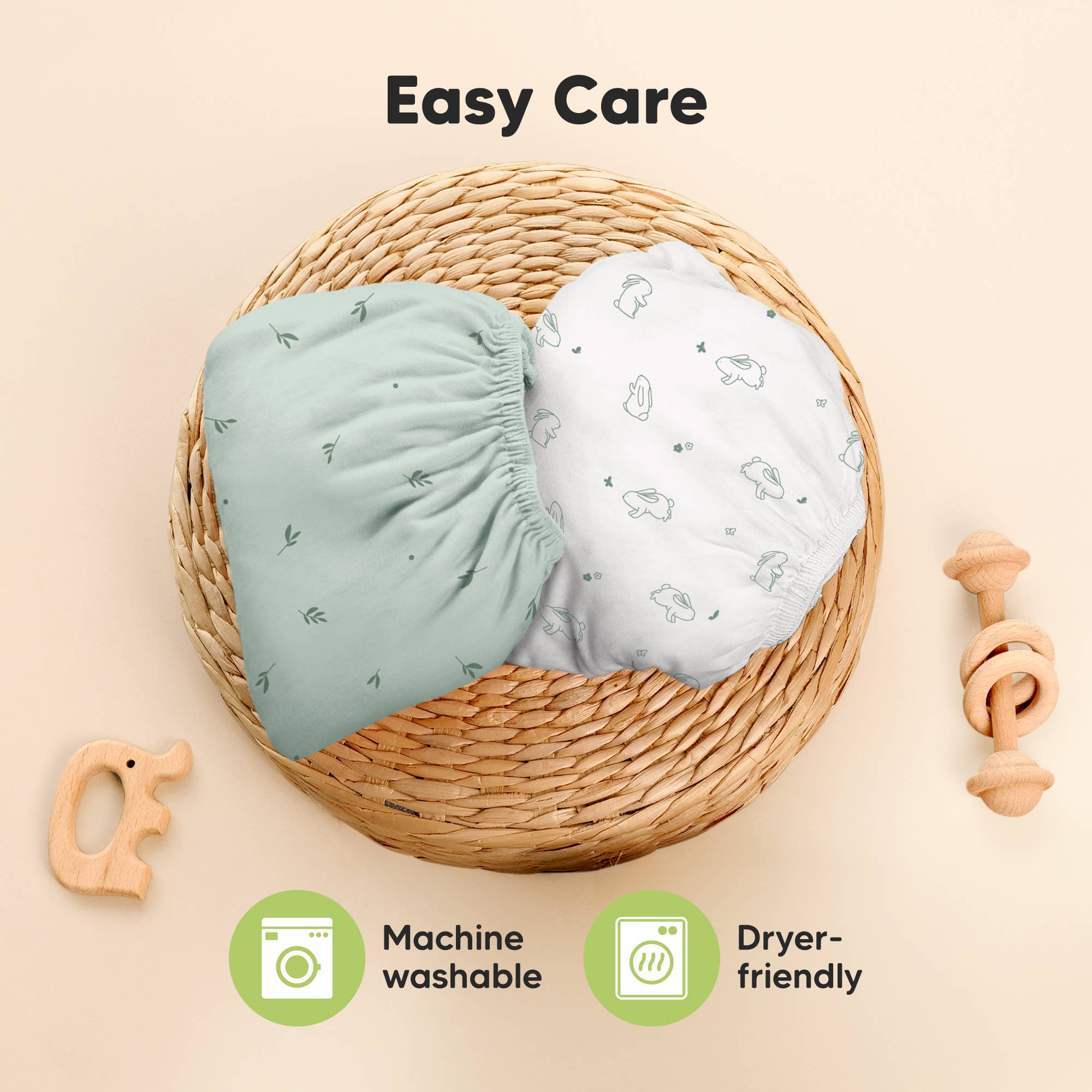 Coniglietti KeaBabies Isla, mini lenzuola per culla con angoli elasticizzati, confezione e lenzuolo da gioco in vendita all'ingrosso su Faire6