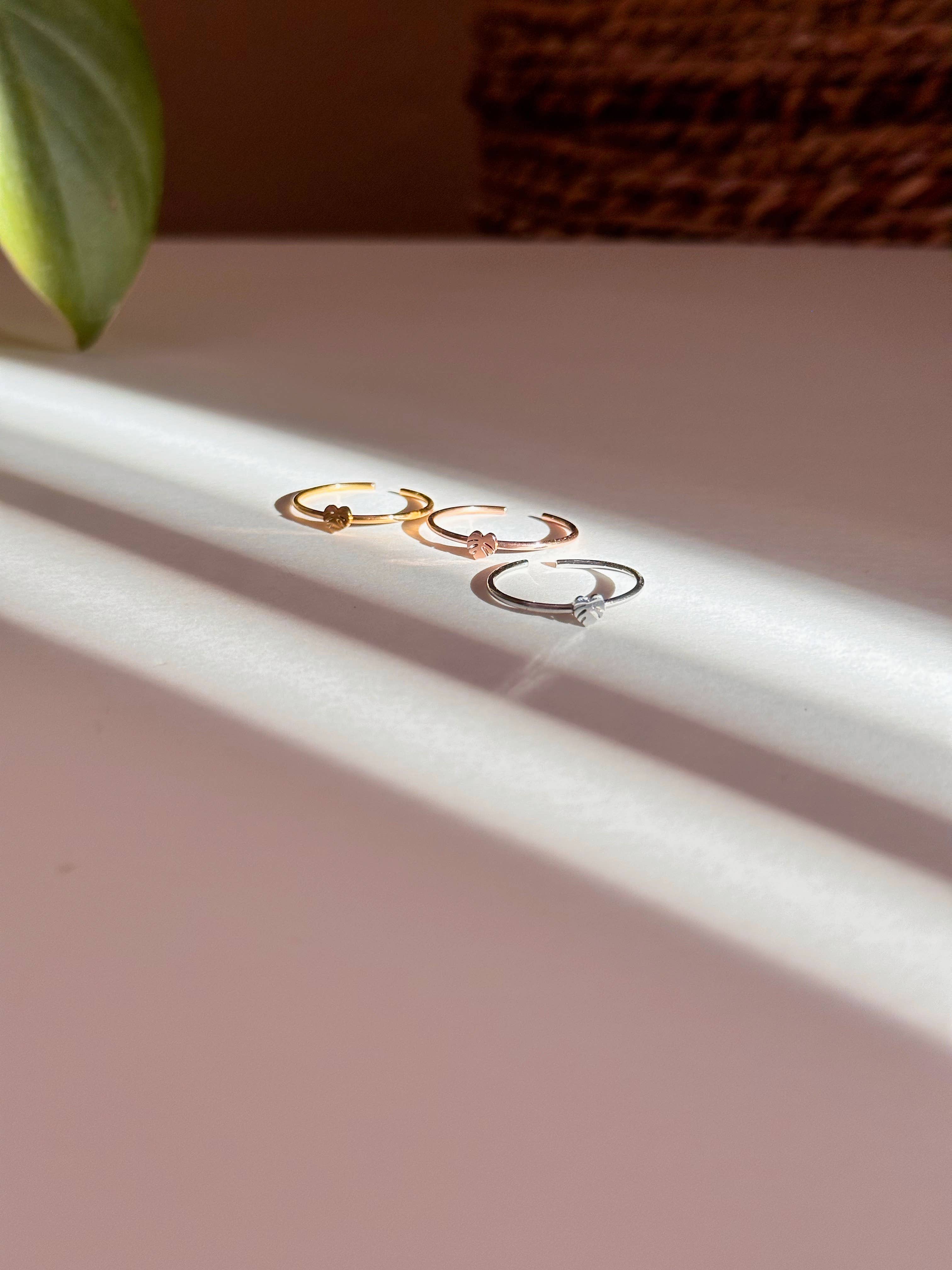 Dainty Little Tiny Things - Wholesale Band/Stacked Ring - Tiny Monstera Deliciosa Plant Ring | Hypoallergenic2
