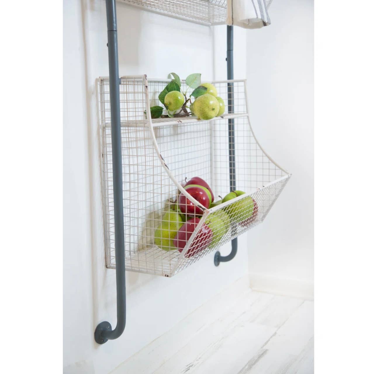 Buckeye Craft Co. - Wholesale Wall Mounted Shelf - White Wire 3 Basket Industrial Wall Display 5